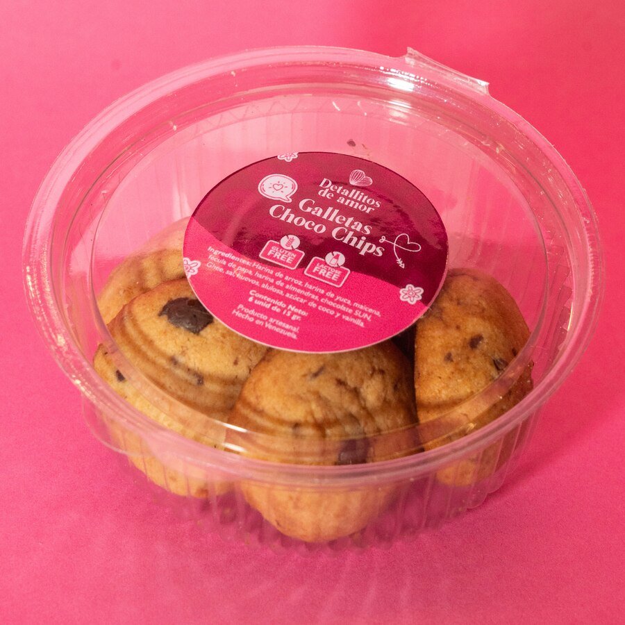 Box de galletas choco chips DetaFit de Detallitos de Amor, sin gluten y sin lactosa